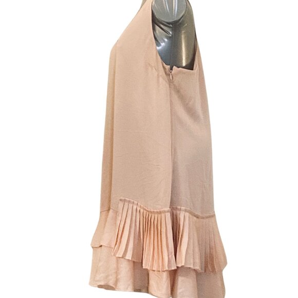 PINK SILK RUFFLE HEM SHIFT DRESS - Picture 1 of 3